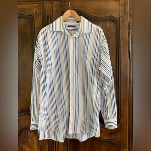 Burberry men’s dress shirt sz 17L blue, tan & khaki